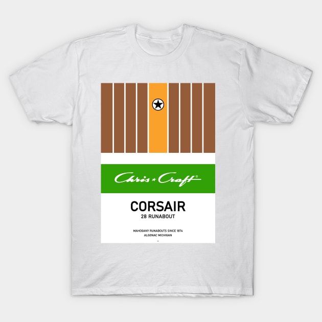 Chris Craft Corsair Motorboat T-Shirt by PB Mary